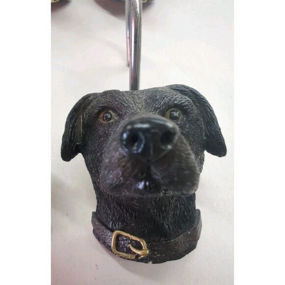 Set of 12 Labrador Retriever Shower Curtain Hooks Black Brown & Blonde Labs - Picture 2 of 14